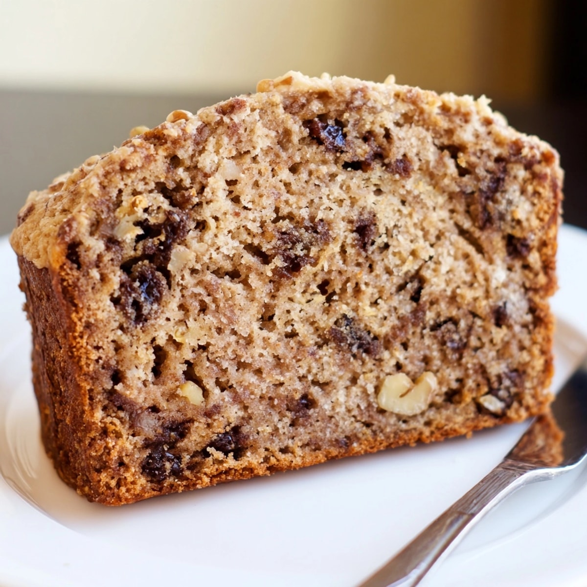 Golden Cinnamon Applesauce Flax Loaf, sliced and ready to serve, warmly spiced.