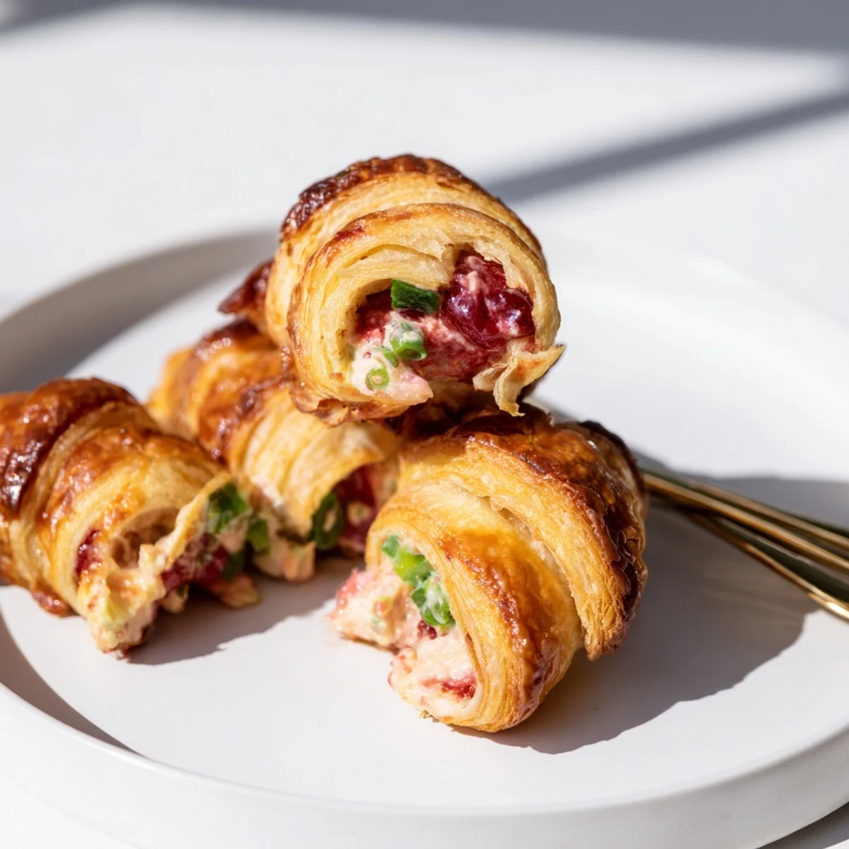 Flaky cranberry jalapeño dip puff croissants golden-brown, perfect for holiday gatherings.