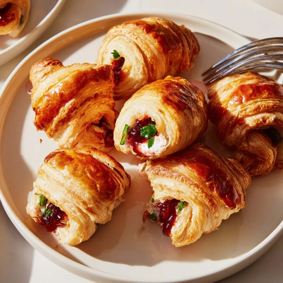 Mini croissants filled with creamy cranberry jalapeño dip, a delightful appetizer experience.