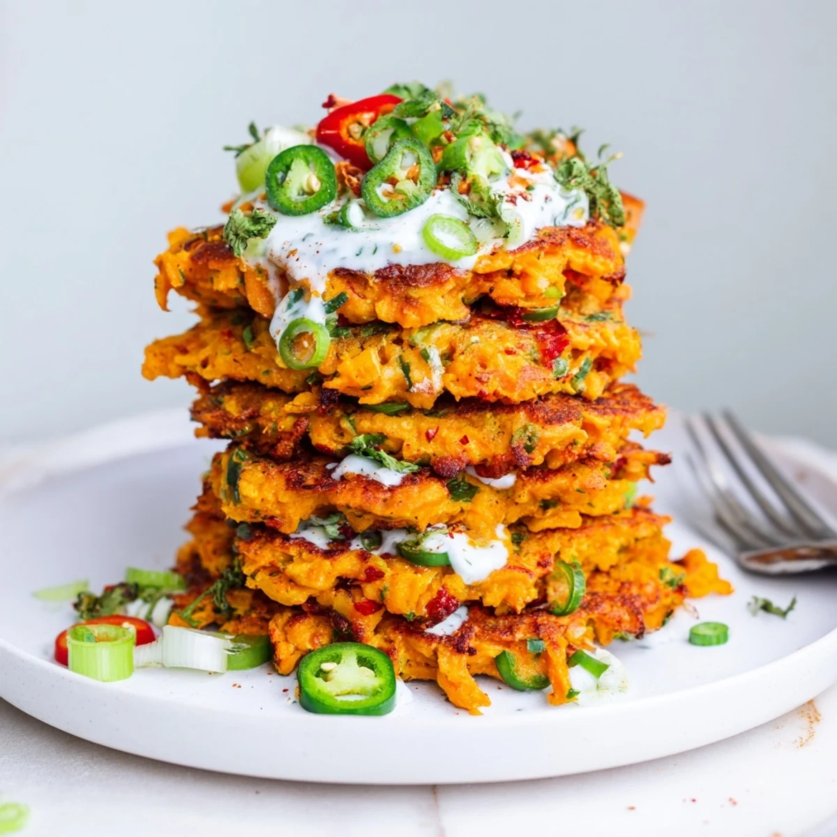 Chili Garlic Sweet Potato Stacks