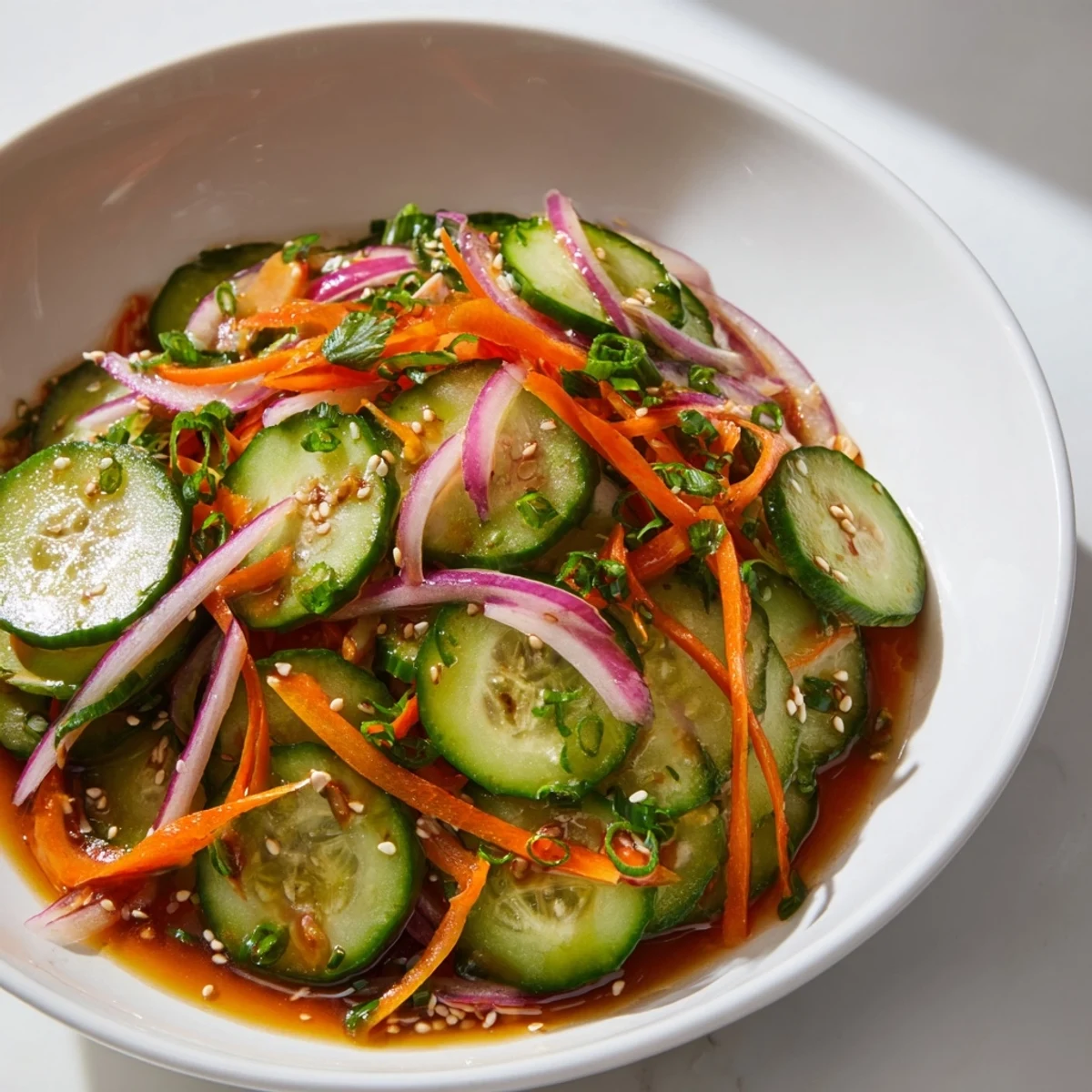 Vibrant Cucumber Salad Remix with fresh cucumbers and zesty Asian-inspired flavors.  