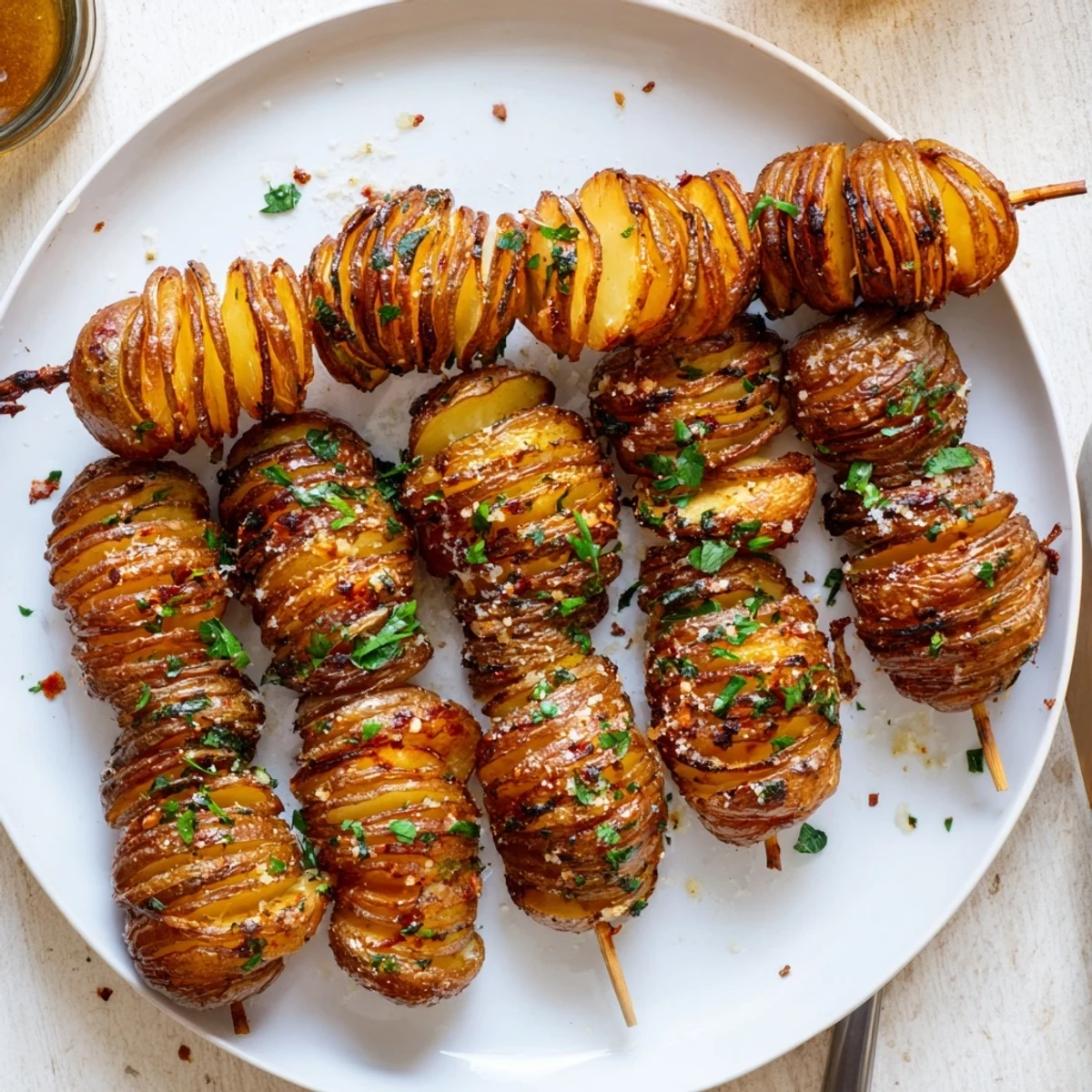 Delicious spiral-cut air-fryer tornado potatoes, served with dipping sauces for added flavor.  