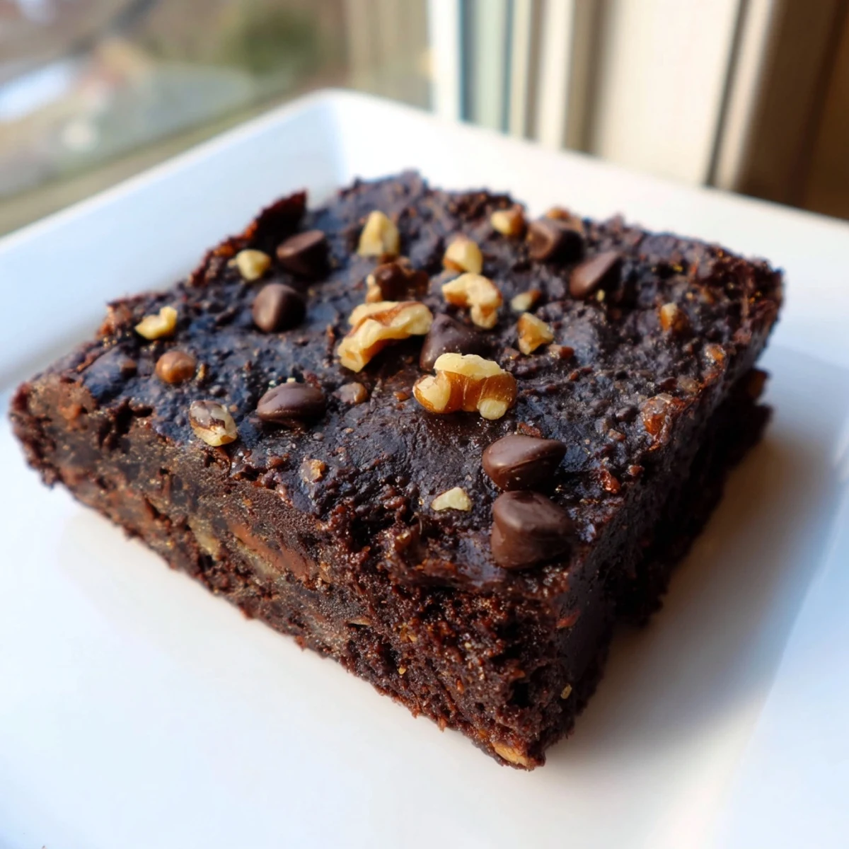 Warm, decadent Sweet Potato Brownies with melted chocolate chips, perfect for dessert tonight.