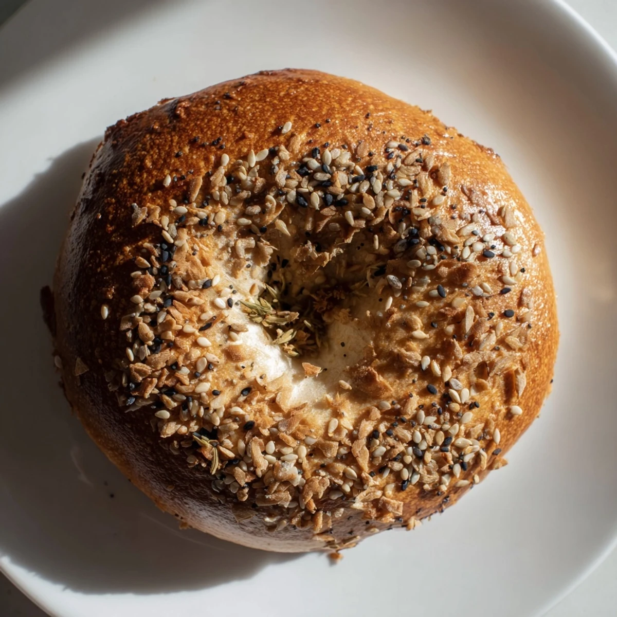 This recipe shows warm, perfectly formed Homemade Budget Bagels with sesame seeds, ready for cream cheese.