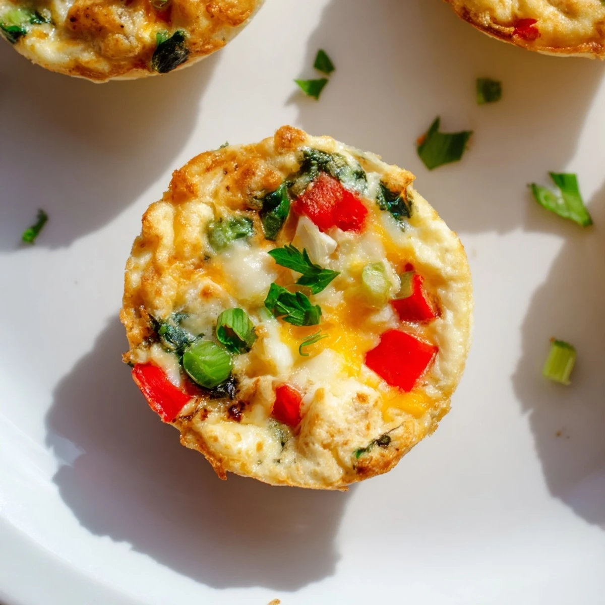A close-up view of freshly baked Easy Festive Mini Quiche Cups, ready for a brunch spread.