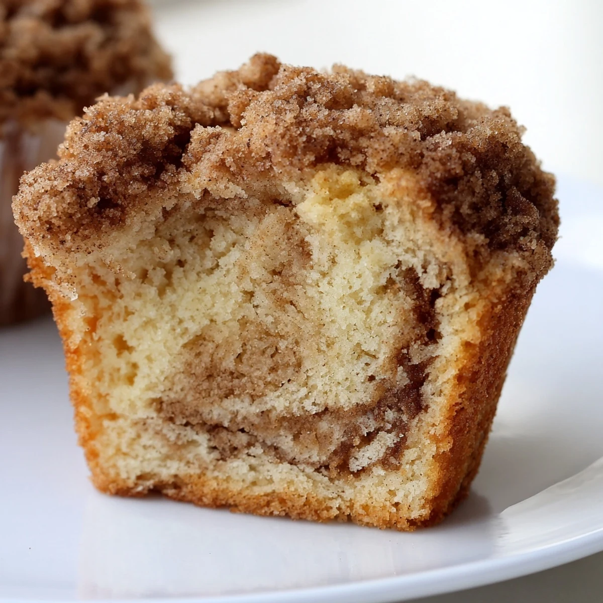 Warm, homemade lightened Christmas coffee cake muffins, perfectly spiced and ready to enjoy with coffee.