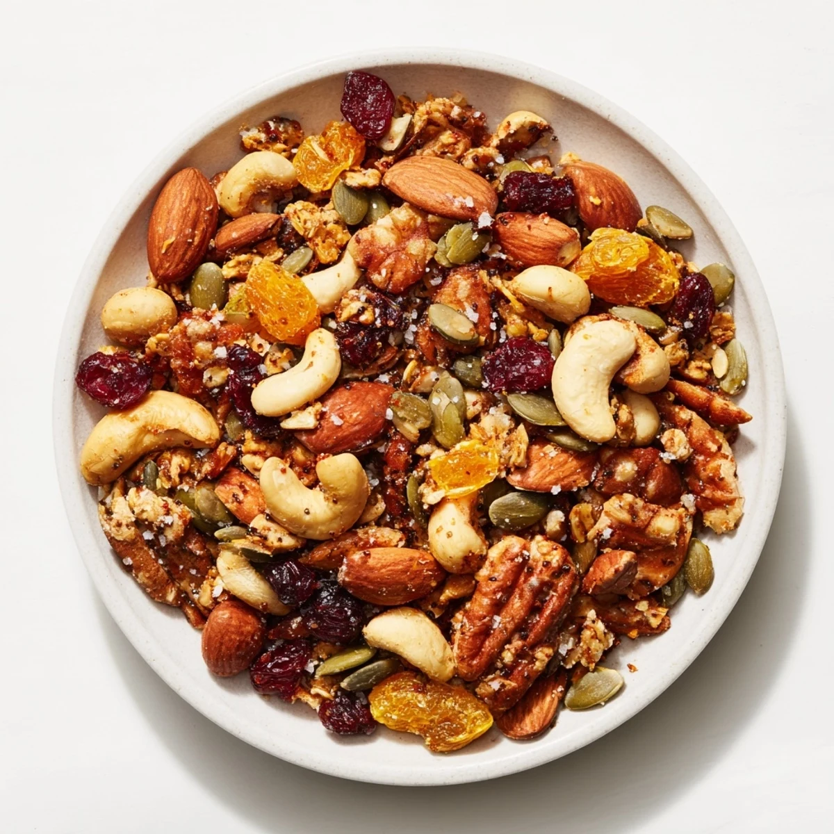 A delicious bowl of Nutty Nosh Squirrel Snack Mix, offering a savory and sweet treat.
