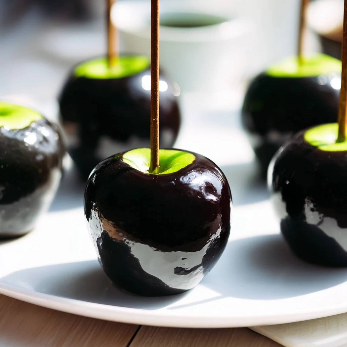 Vibrant Poison Apple Halloween Treat Board, dripping with glossy, dark candy, ready for a party.