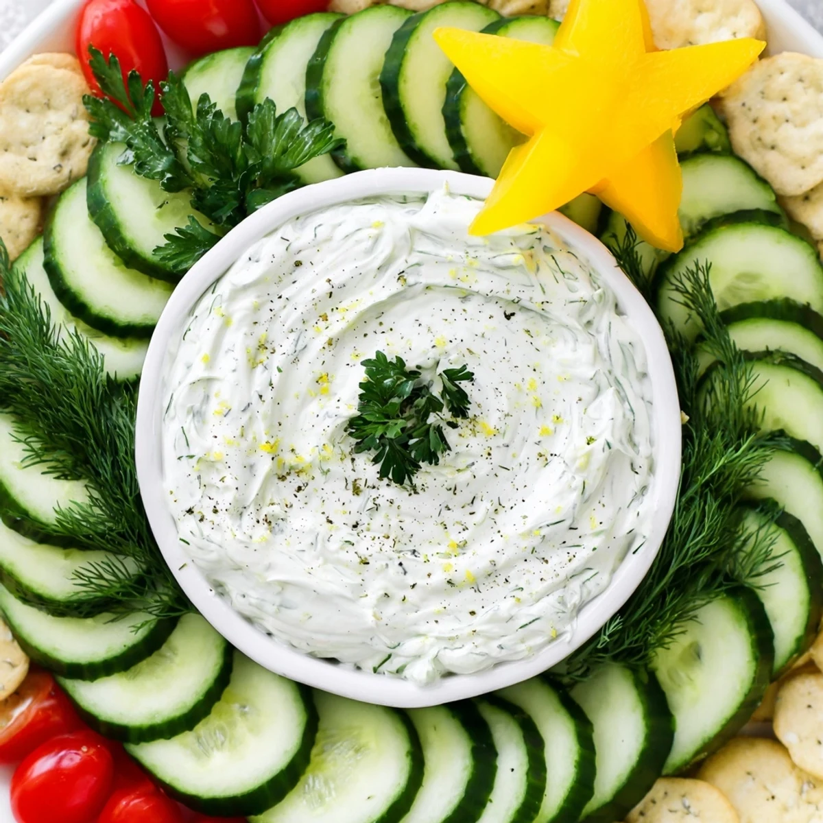 Cucumber Tomato Tree Dip