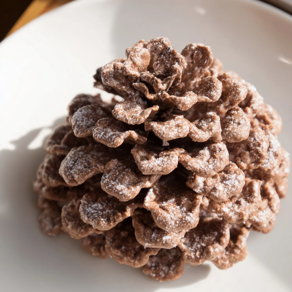 Pinecone-shaped nut butter snacks arranged on a tray, a fun, festive treat for the holidays.