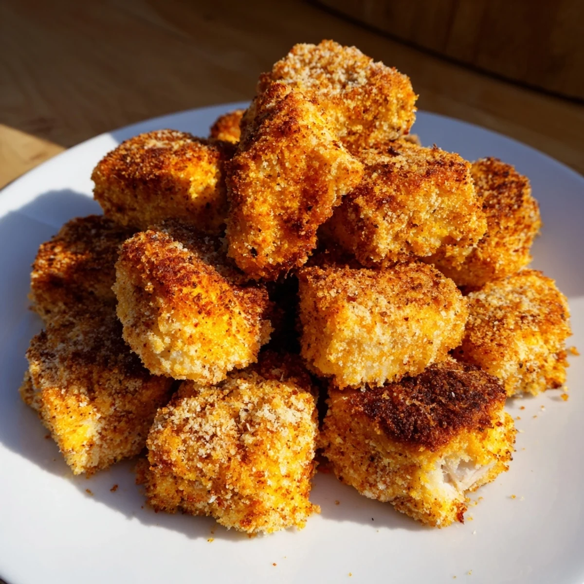 Golden brown Air Fryer Un-Fried Chicken Nuggets, perfectly crispy and ready for dipping.