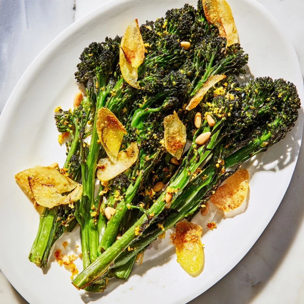 A close-up of delicious Charred Broccolini Salad featuring a mix of textures and flavors.