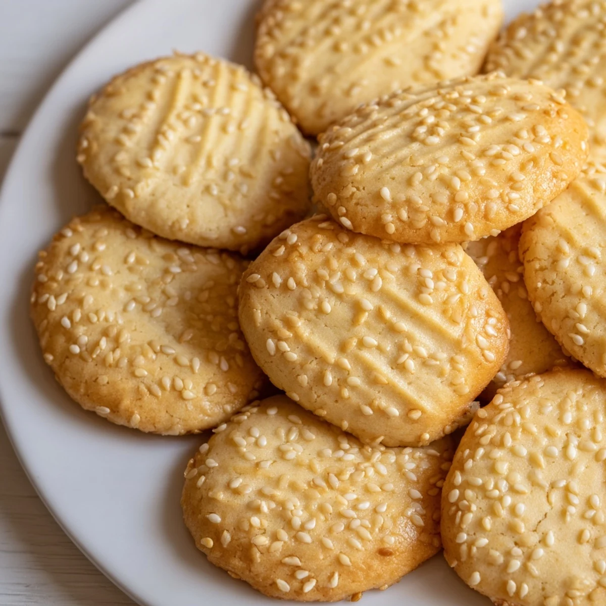 Golden-brown Palestinian Kahk cookies, a delightful Middle Eastern treat, are rolled in sesame seeds.