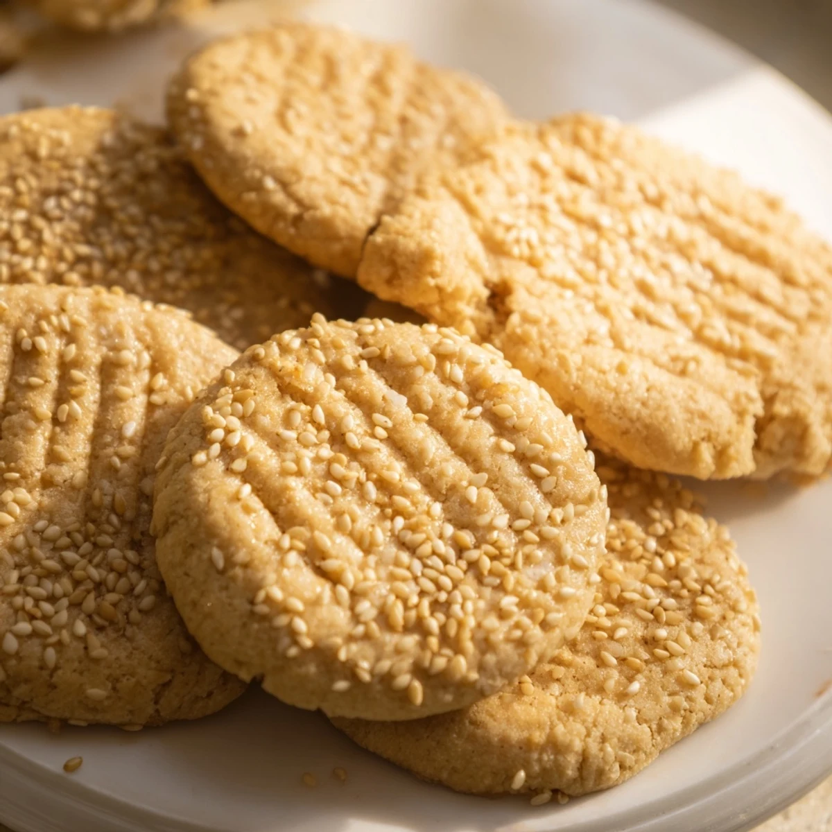 Delicate, date-filled Palestinian Kahk cookies freshly baked and ready to enjoy with a cup of tea.