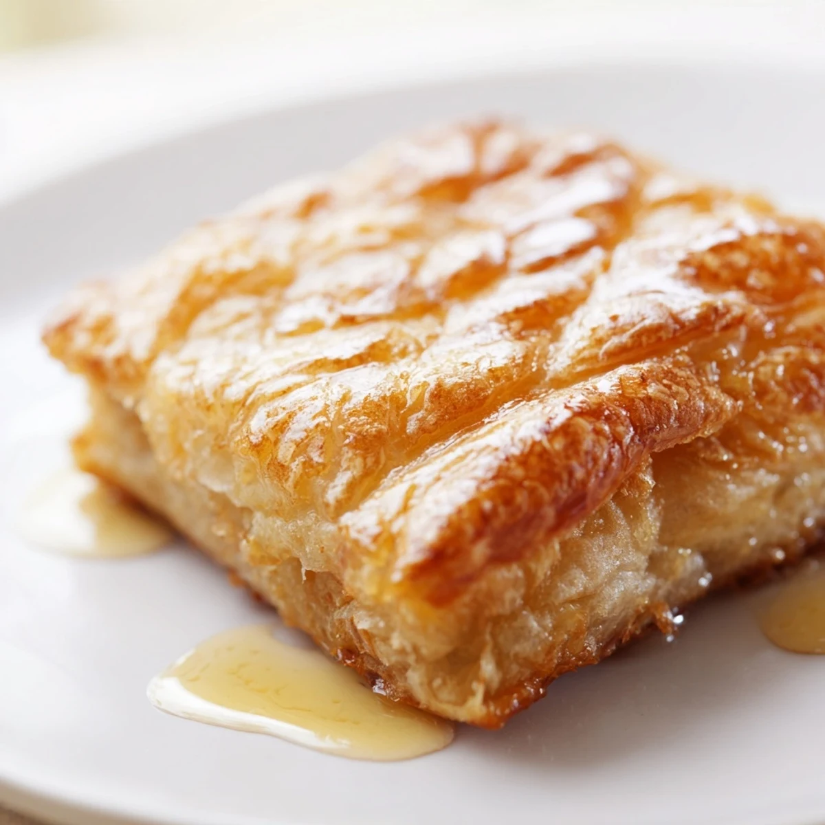 Close-up of golden-brown Moroccan Msemen, showing the layers, waiting to be served for tea with honey.