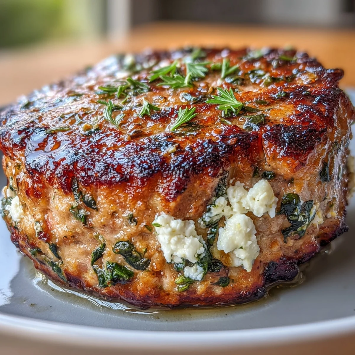 Herb-seasoned turkey patties with crumbled feta, fresh spinach, and oregano, perfect for quick dinners or casual gatherings. A wholesome, protein-rich meal.  