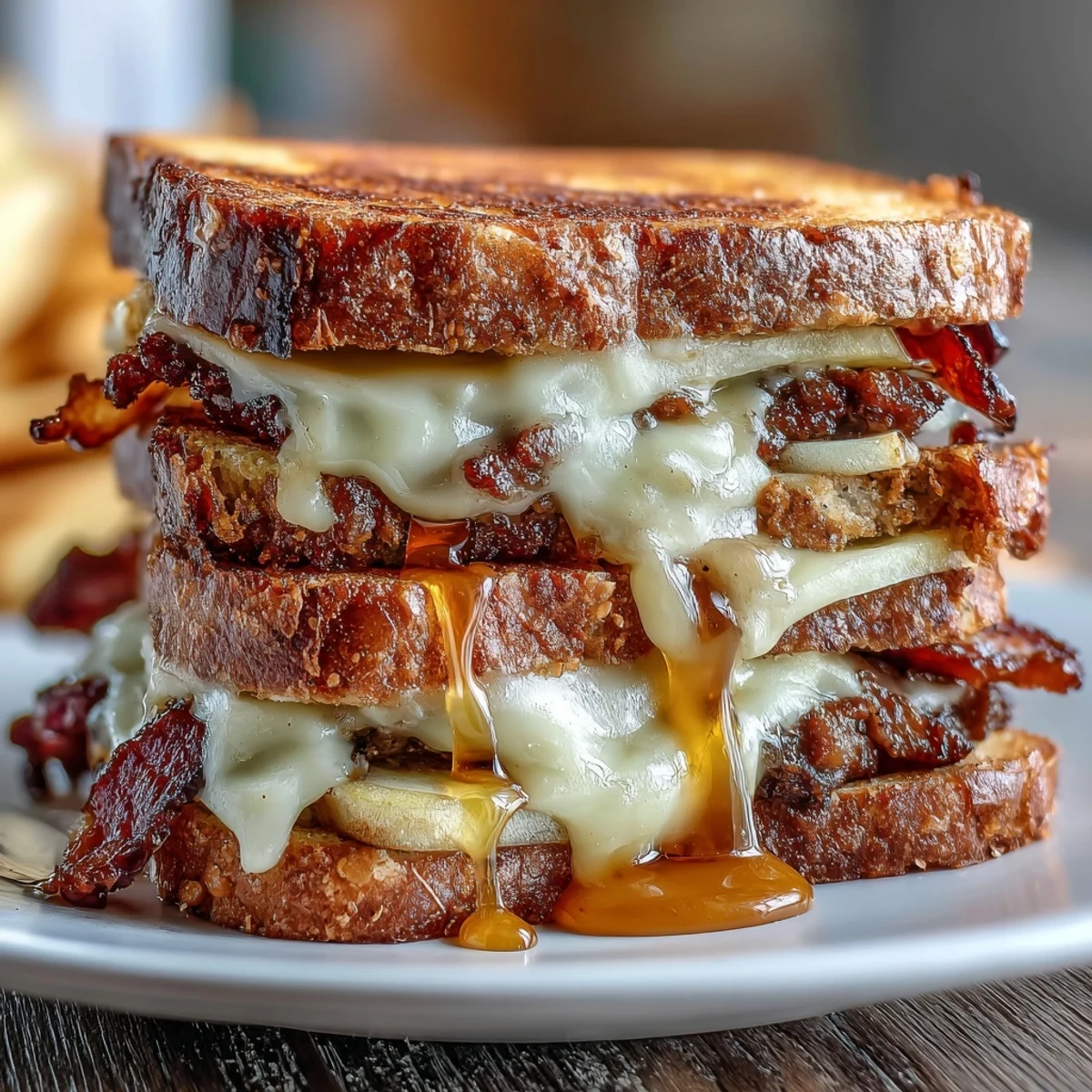 2. Enjoy the perfect balance of sweet and spicy in this artisan grilled cheese, layered with beef bacon, tart apple, and gooey cheddar.  