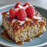 Baked Oatmeal with Raspberry Coconut