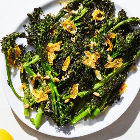 Vibrant Charred Broccolini Salad, with beautifully charred broccolini, garlic, and Parmesan, ready to serve.