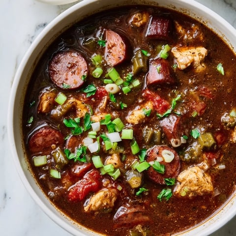 Steaming Gumbo Okra Soup, a flavorful Cajun stew with tender chicken, sausage, and okra.