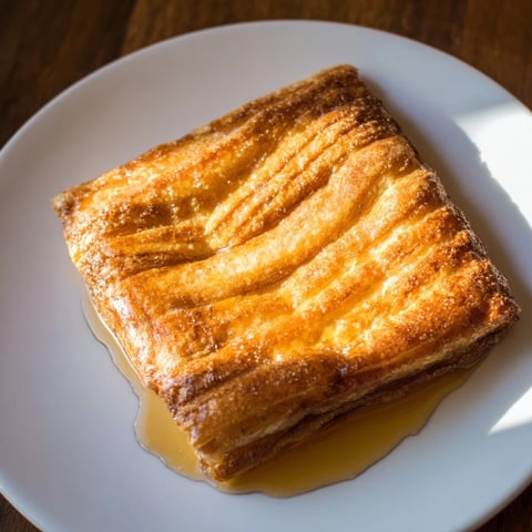 Flaky golden Moroccan Msemen pastry squares, fried to perfection, ready to be drizzled with sweet honey.
