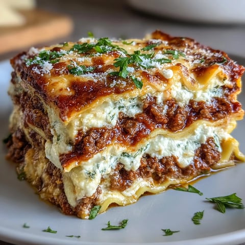 Golden bubbly mozzarella and Parmesan top the Worlds Best Lasagna, layered with rich meat sauce in a baking dish.