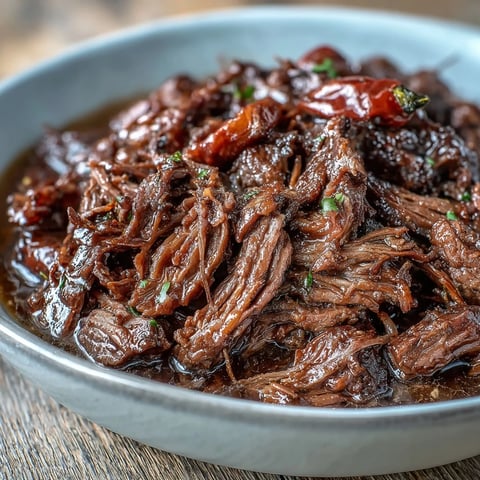 Tender shredded Slow Cooker Mississippi-Style Ranch Beef mixed with tangy pepperoncini juice and buttery juices.