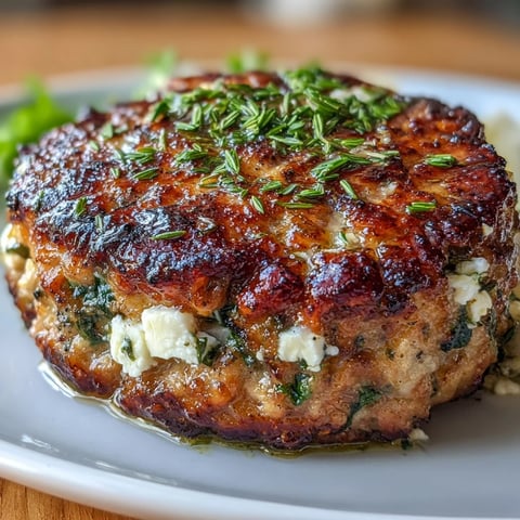 Juicy Greek turkey patties packed with spinach, feta, and fresh herbs, sizzling golden in a skillet. A flavorful, healthy Mediterranean main dish.  