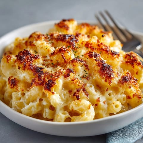 Homemade Classic Three-Cheese Baked Macaroni recipe: a comforting, cheesy casserole with a crisp topping.
