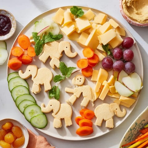 This impressive Gentle Giant Elephant Cracker Board displays playful elephant crackers with a variety of snacks.