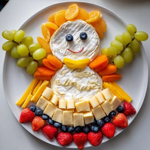 Artfully arranged Cherub Angel Snack Tray, filled with Brie, grapes, and cheddar for a party treat.
