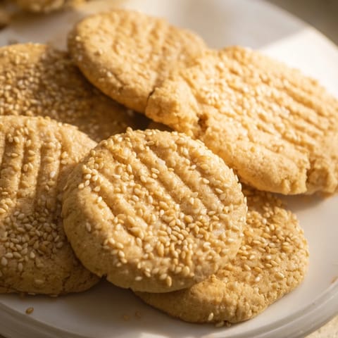 Delicate, date-filled Palestinian Kahk cookies freshly baked and ready to enjoy with a cup of tea.