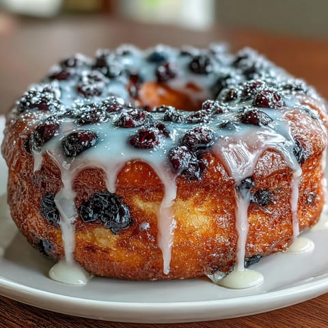 Golden sourdough donuts bursting with juicy blueberries and fresh lemon zest, baked to soft perfection.