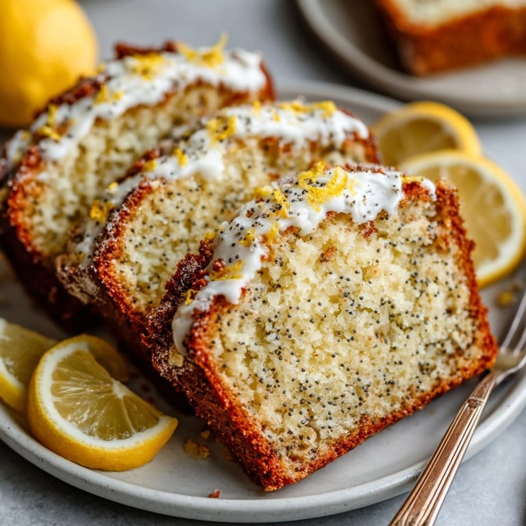 Close-up of a delicious, tangy Lemon Poppy Seed Ricotta Loaf texture.