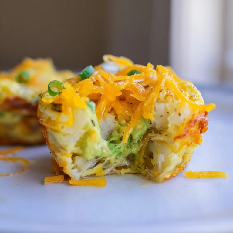 Fluffy Avocado Ranch Potato Egg Muffins: a delicious breakfast, easy meal-prep recipe.
