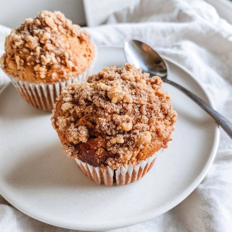 Image of easy Cinnamon Nut Streusel Muffins perfect with coffee, baked and delicious.
