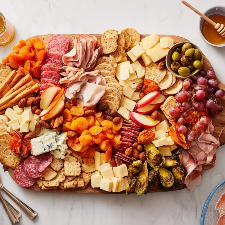 Sliced apples, figs, and artisanal cheeses decorate the Loaded Harvest Charcuterie Board.  