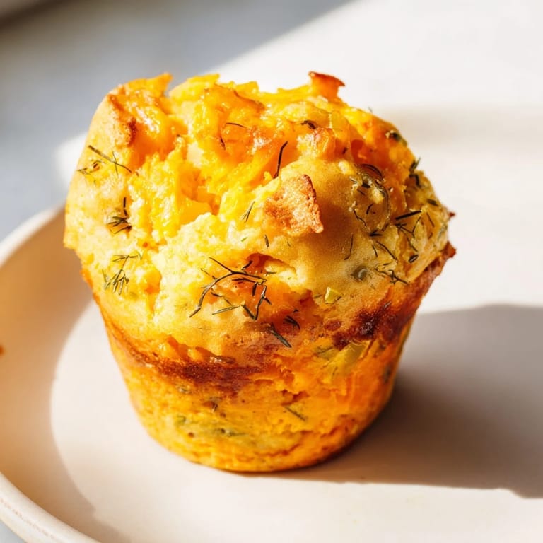 Light and fluffy Dill Pickle Sweet Potato Drop Muffins, bursting with savory-sweet flavors and textures.