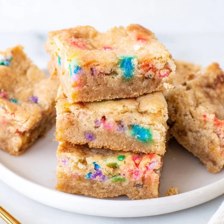 Deliciously soft Cinnamon Sugar Funfetti Pie Bars, perfect for parties and sweet treats.  