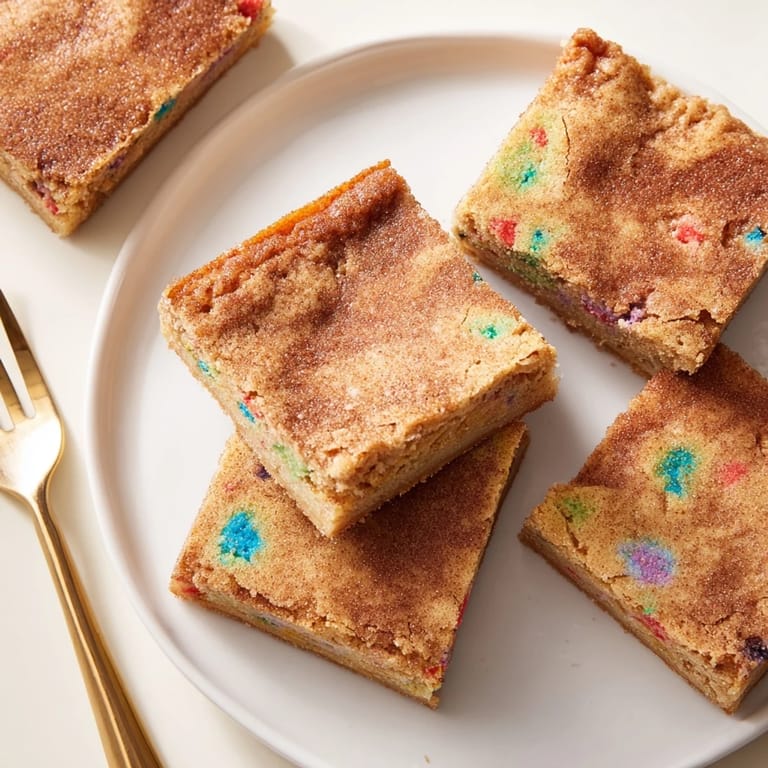 Flavor-packed Cinnamon Sugar Funfetti Pie Bars with a buttery base and festive sprinkles.