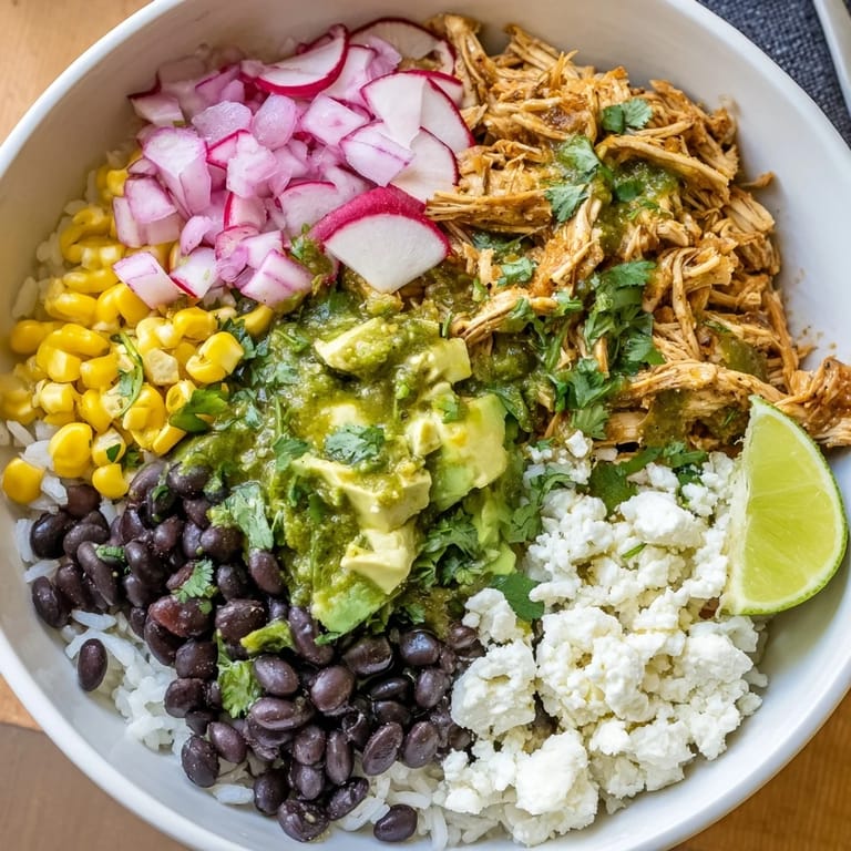 Hearty Green Enchiladas Rice Bowl served with fresh cilantro and lime wedges.