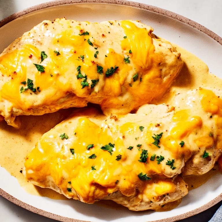 Savory Cheddar Ranch Chicken Bake featuring tender chicken smothered in creamy cheddar goodness.