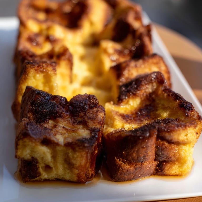 Fluffy, custardy French Toast Bake, baked to perfection with a cinnamon-sugar topping; a delicious treat.