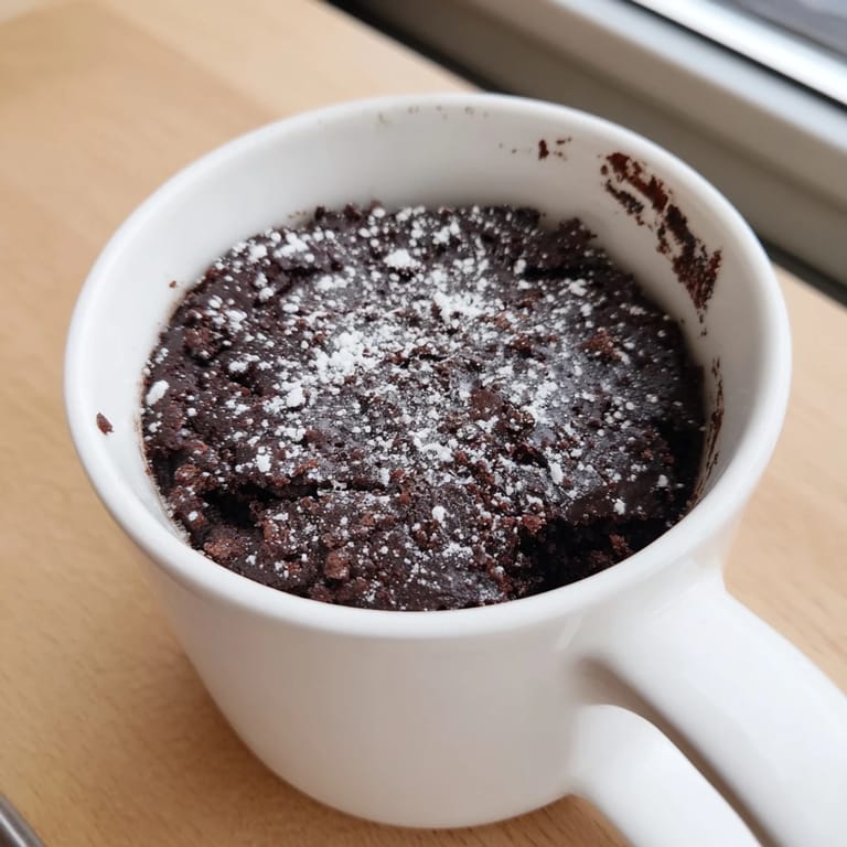 A fluffy and moist chocolate Microwave Mug Cake, perfectly portioned for a quick, sweet treat.