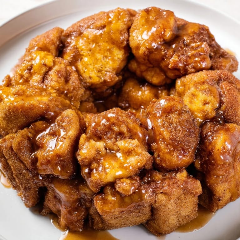 Pulling apart pieces of sweet, glistening Easy Christmas Morning Monkey Bread, a holiday tradition.