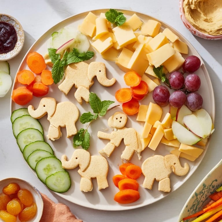 This impressive Gentle Giant Elephant Cracker Board displays playful elephant crackers with a variety of snacks.