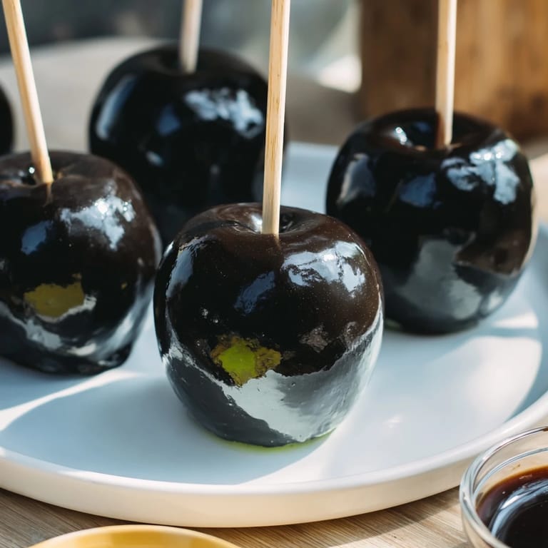 Enjoy this tempting Poison Apple Halloween dessert, featuring freshly dipped apples, perfect for a spooky gathering.