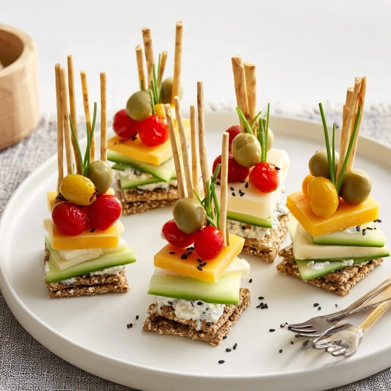 Beautiful Urban Skyscraper Appetizers, perfect for sharing, offer a delicious array of savory stacked bites.