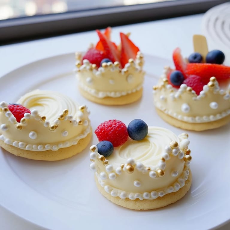 This Princess Crown Dessert Tray features glistening berries and sweet sugar cookies ready for a royal party.