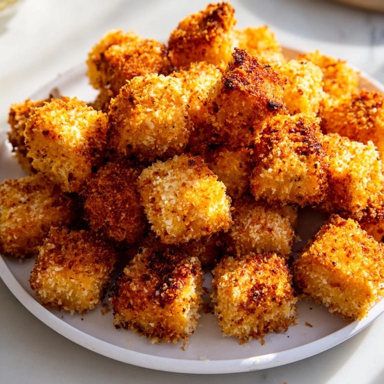 A close-up of delicious Air Fryer Un-Fried Chicken Nuggets, coated in seasoned panko breadcrumbs.